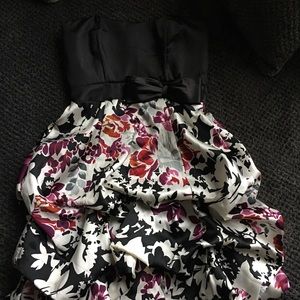 Silk, strapless cocktail dress.
